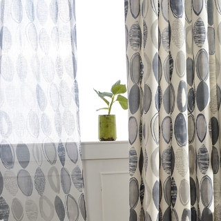 Infinity Bleu Gris Moderne Voile Géométrique Rideau 4