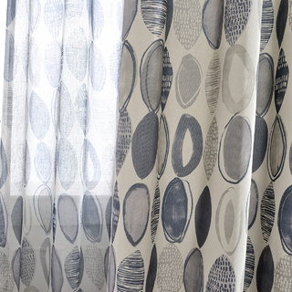 Infinity Bleu Gris Moderne Voile Géométrique Rideau 3