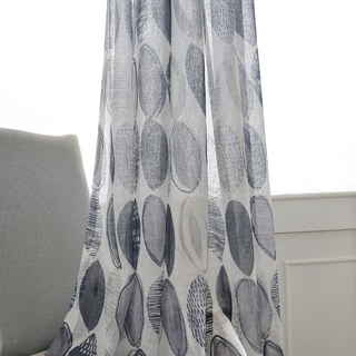 Infinity Bleu Gris Moderne Voile Géométrique Rideau 2