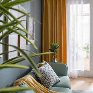 Rideau en velours microfibre jaune 2