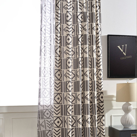 Le Rideau Moderne Géométrique Noir City Sketch 1