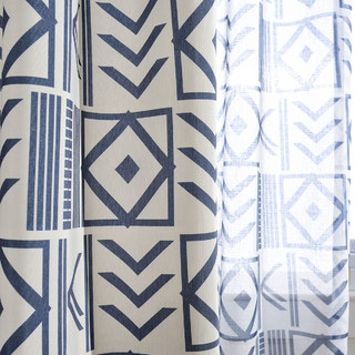 Le Rideau Moderne Géométrique Bleu City Sketch 8