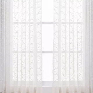 Simplicité Brodé Rideau Voile Blanc 4