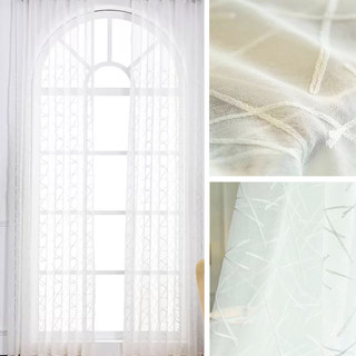 Simplicité Brodé Rideau Voile Blanc 5