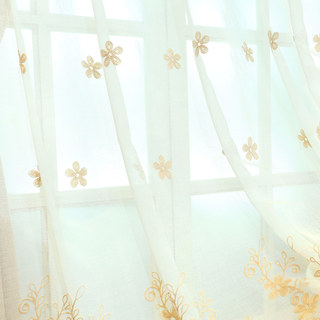 Touch Of Grace Brodé Beige Fleur Rideau Voile 2