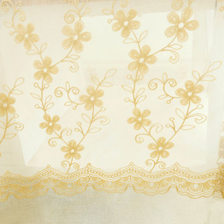 Touch Of Grace Brodé Beige Fleur Rideau Voile