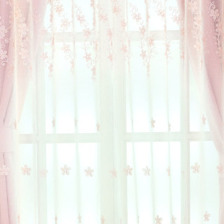 Touch Of Grace Brodé Rose Poudré Floral Voile Rideau 4