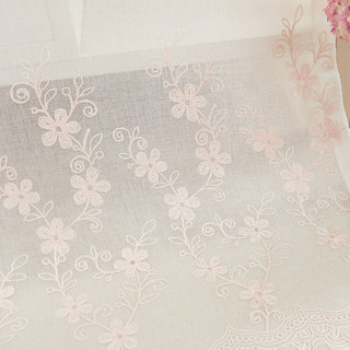 Touch Of Grace Brodé Rose Poudré Floral Voile Rideau 2