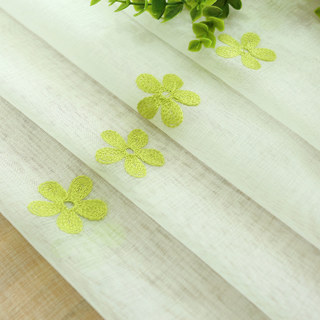 Touch Of Grace Brodé Vert Citron Fleur Voile Rideau 6