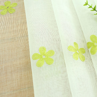 Touch Of Grace Brodé Vert Citron Fleur Voile Rideau 7