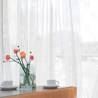 Les Nouveaux Rideaux Voile Blanc Neutre avec une Texture Rayée Exquise 3
