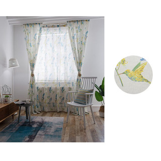 Hummingbird Bleu Floral Voile Rideau