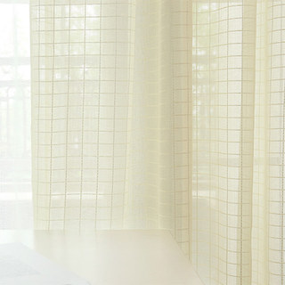 In Grille Fenêtre Écossaise Jaune Clair Or Voile Brillant Rideau 5