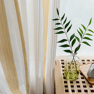 Sunnyside Rideaux Voile Jaune à Rayures en Lin de Luxe 2