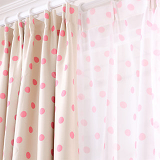 Rideau Voile Transparent à Pois Rose Classique 3