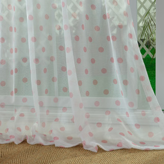 Rideau Voile Transparent à Pois Rose Classique 4