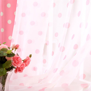 Rideau Voile Transparent à Pois Rose Classique