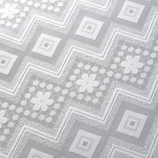Carré à treillis et fleur Blanc Broderie Voile Rideau en tulle 7