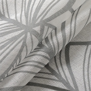 Lush Palm Tree Paradise Gris Voile Semi-Transparent Rideau