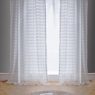 Chelsea Scalloped Design Semi Sheer White Jacquard Voile Curtain
Chelsea Dentelle Festonnée Semi-Transparent Blanc Jacquard Voile Rideau 3