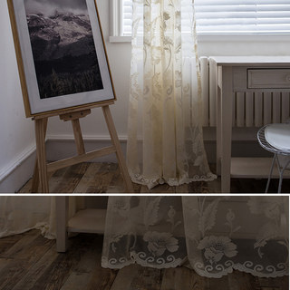 Eden Fleur Jacquard Crème Rideaux Voilages Lourds 4