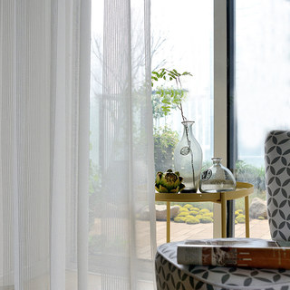 Elizabeth White Semi Transparent Rayures Verticales Voilage Rideau 5