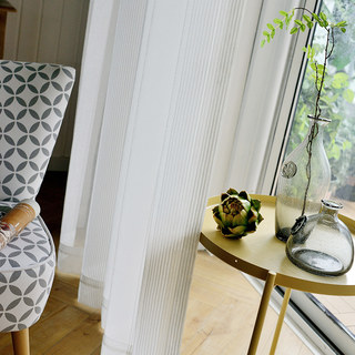 Elizabeth White Semi Transparent Rayures Verticales Voilage Rideau 4