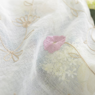 Affaires florales Rideau voilé brodé de fleurs roses 10