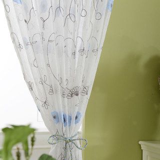 Floral Affairs Bleu Ciel Brodé Floral Voile Transparent Rideau 3