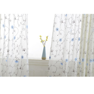 Floral Affairs Bleu Ciel Brodé Floral Voile Transparent Rideau 7