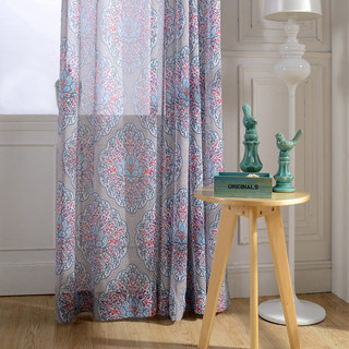 Harmonie Lotus Paisley Fleur Bleu Rouge Violet Rideau Boho Voile Semi-Transparent 2