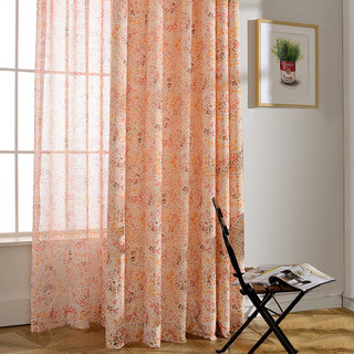 Orange Starburst Paisley Motifs Rideaux Voile Transparent