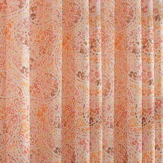 Orange Starburst Paisley Motifs Rideaux Voile Transparent 3