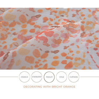 Orange Starburst Paisley Motifs Rideaux Voile Transparent 4