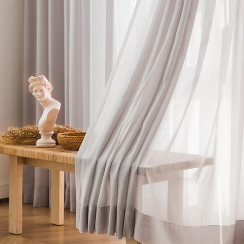 Douce Brise Pastel Gris Chiffon Voile Transparent Rideau 1