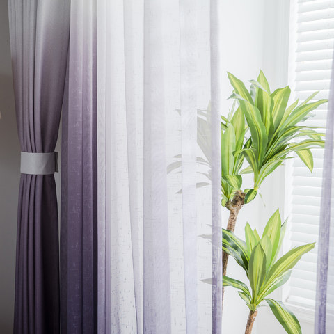 Le Parfait Mélange Ombré Violet Rideau Voile Texturé et Transparent 1