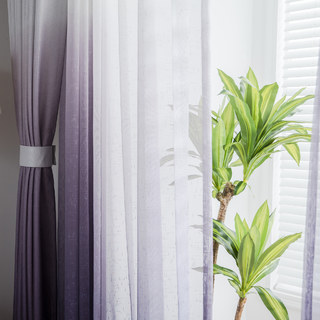 Le Parfait Mélange Ombré Violet Rideau Voile Texturé et Transparent 1