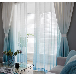 La Parfaite Alliance Ombré Turquoise Bleu Voilage Texturé Transparent 3