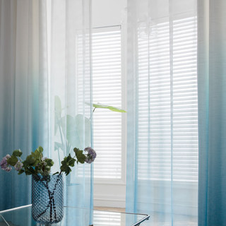 La Parfaite Alliance Ombré Turquoise Bleu Voilage Texturé Transparent 1