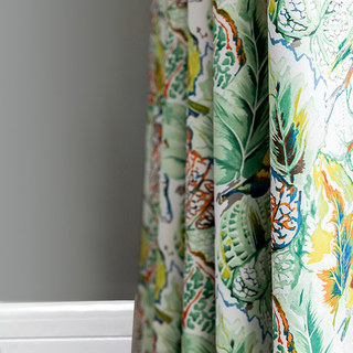 Vibrant Vista Tropical Feuilles et Oiseaux Rideau Multicolore 1