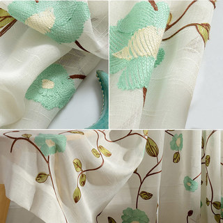Floral Journey Sage Brodé Voile Transparent Rideau 2