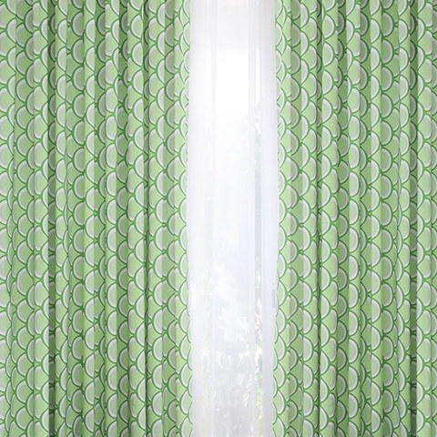 Bonjour Sunshine Moderne Art Déco Rideau Floral Vert 1