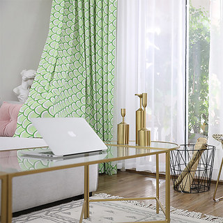 Bonjour Sunshine Moderne Art Déco Rideau Floral Vert 2