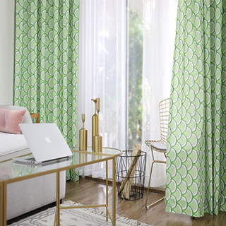 Bonjour Sunshine Moderne Art Déco Rideau Floral Vert 3