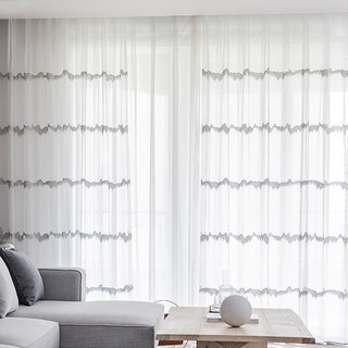 Hill Top Brodé Motif Horizontal Rideau Voile Transparent 2