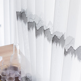 Hill Top Brodé Motif Horizontal Rideau Voile Transparent 7
