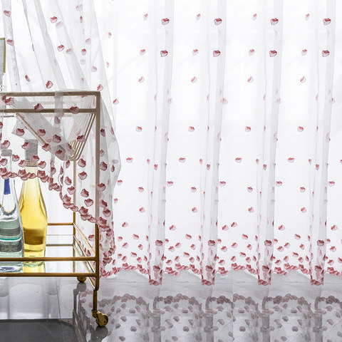 Rose Amore Brodé Voile Transparent Rideaux Pétale 1