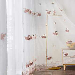 Royalty Sheer Voile Curtains With Embroidered Pink Swans
Royalty Voilages Sheer Brodés de Cygnes Roses 2