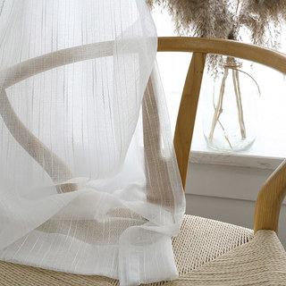 Les Nouveaux Rideaux Voile Blanc Neutre avec une Texture Rayée Exquise