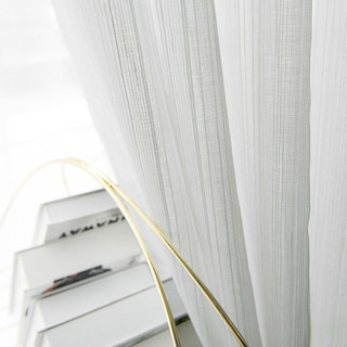 Clarté Ivoire Blanc Rayé Rideaux Voile Transparent 1